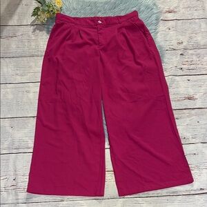 Pink Wide Leg Polyester Trouser Pants sz 2XL